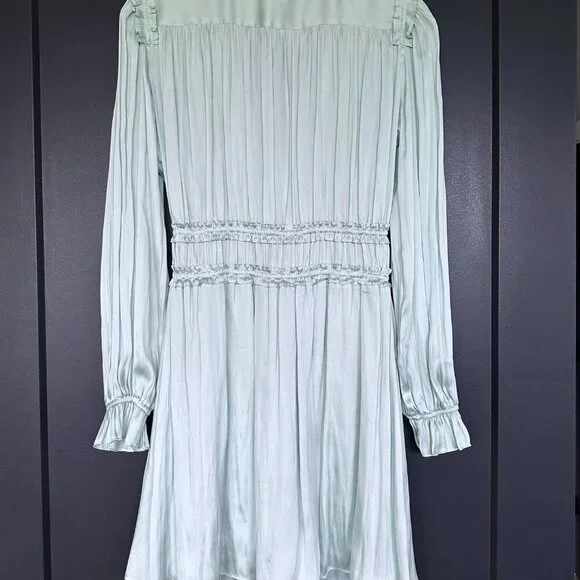 NWT | The Kooples | Mint Green | V-Neck Mini Dress with Ruffle Details - Picture 6 of 10